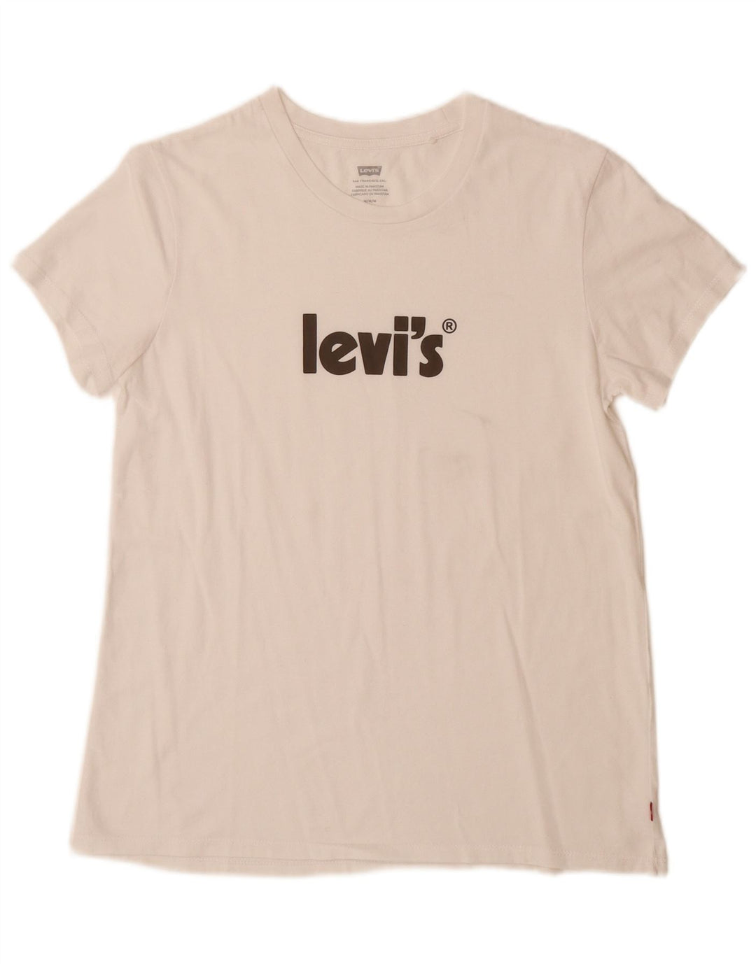 LEVI'S Damen Grafik-T-Shirt-Oberteil UK 12 Mittelweiß
