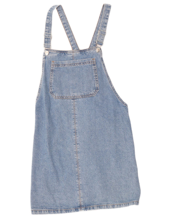 Topshop Damen Latzkleid UK 12 Mittelblaue Baumwolle