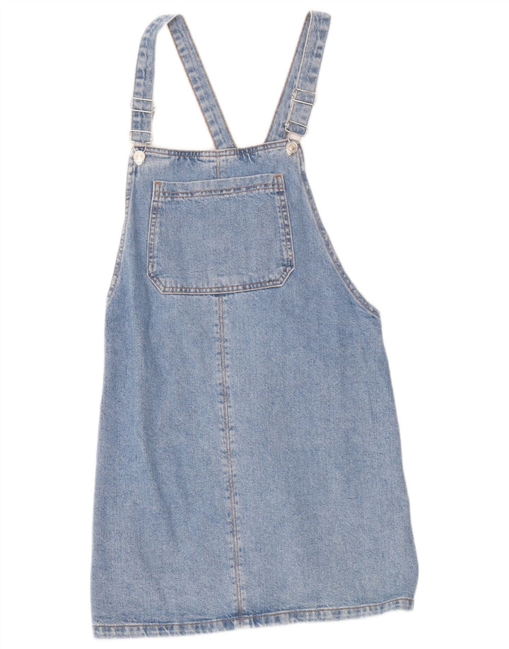 Topshop Damen Latzkleid UK 12 Mittelblaue Baumwolle