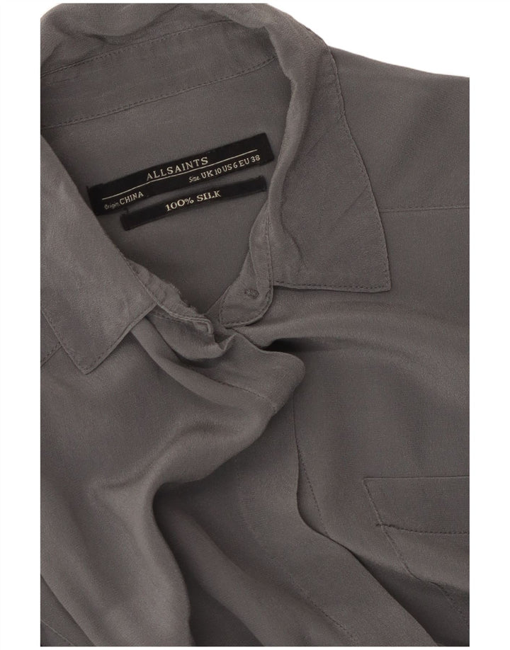 ALL SAINTS Damen-Hemdkleid in Übergröße, Gr. 10, Größe S, graue Seide