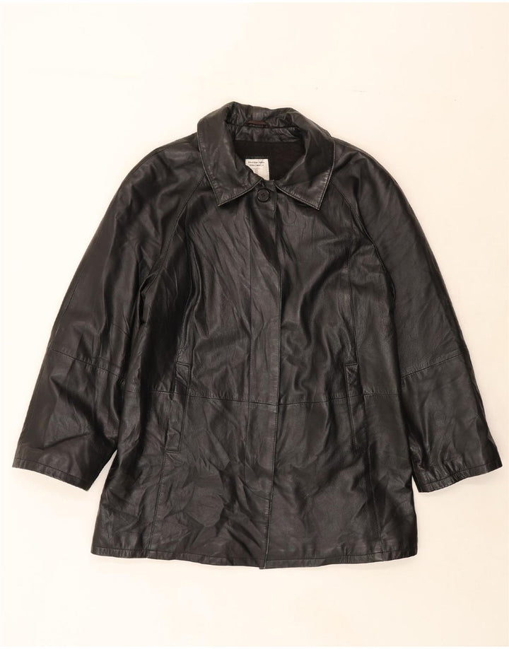 CONBIPEL Womens Leather Coat IT 48 XL Black Leather Vintage Conbipel and Second-Hand Conbipel from Messina Hembry 