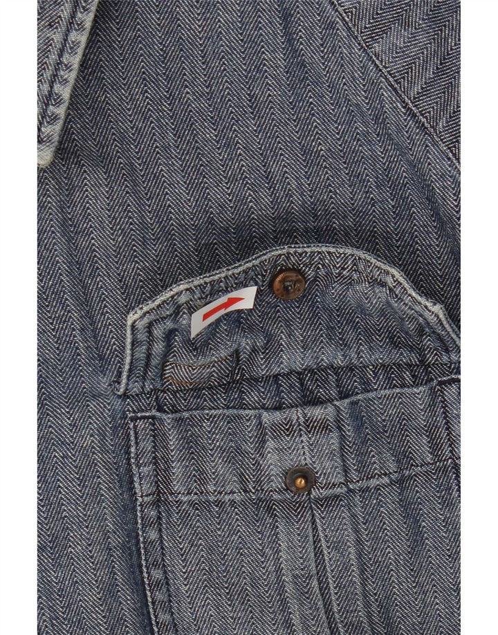 Carhartt Herren-Slim-Fit-Hemd, groß, blaue Fischgräten-Baumwolle