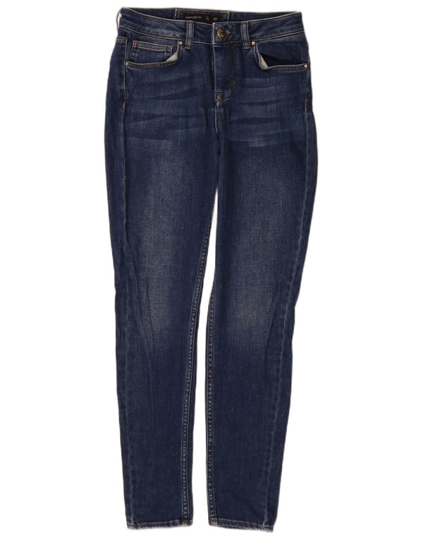 Karen Millen Damen Skinny Jeans UK 8 Small W26 L29 Blaue Baumwolle