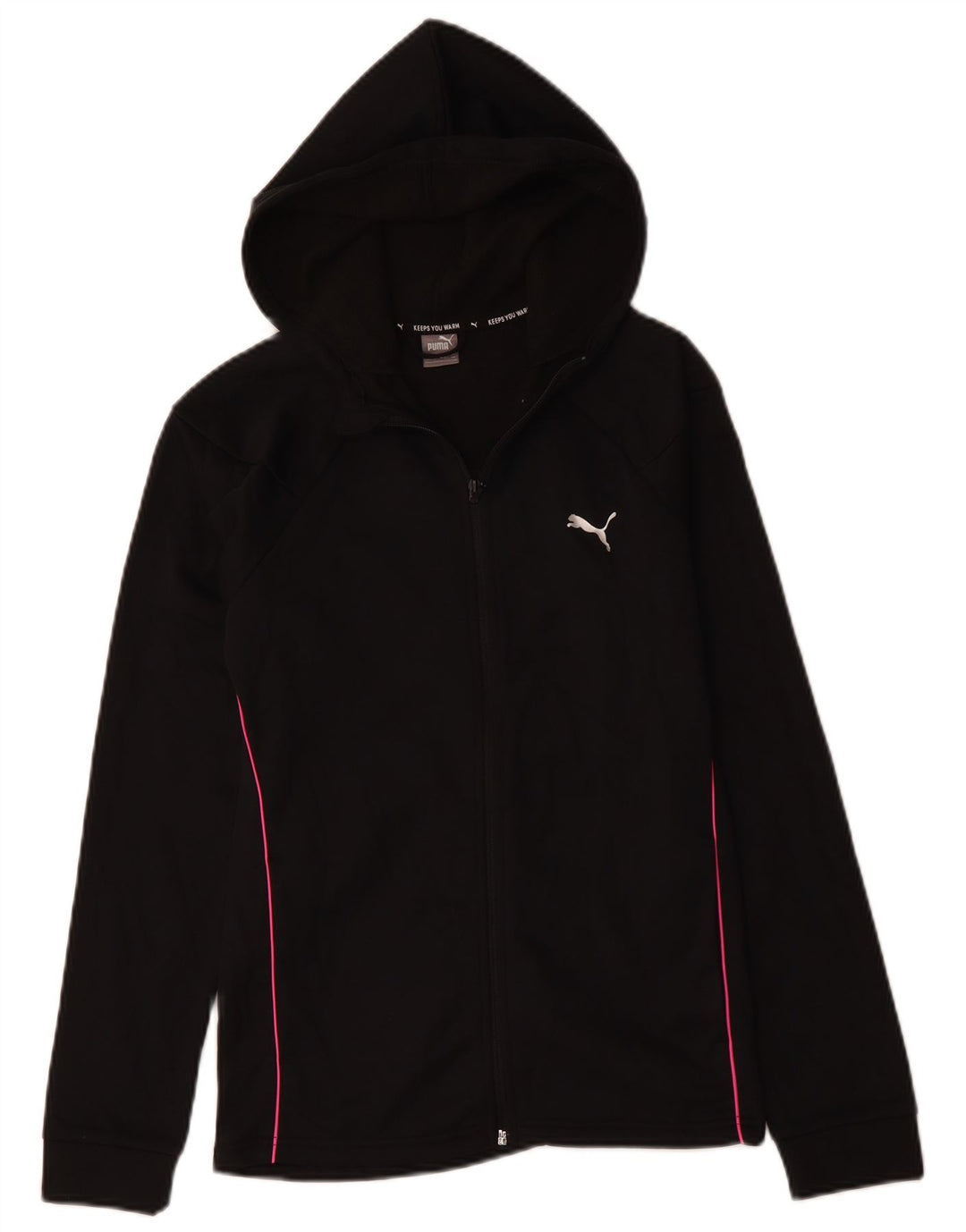 Puma Mädchen-Kapuzenpullover mit Reißverschluss, 15–16 Jahre, schwarzes Polyester