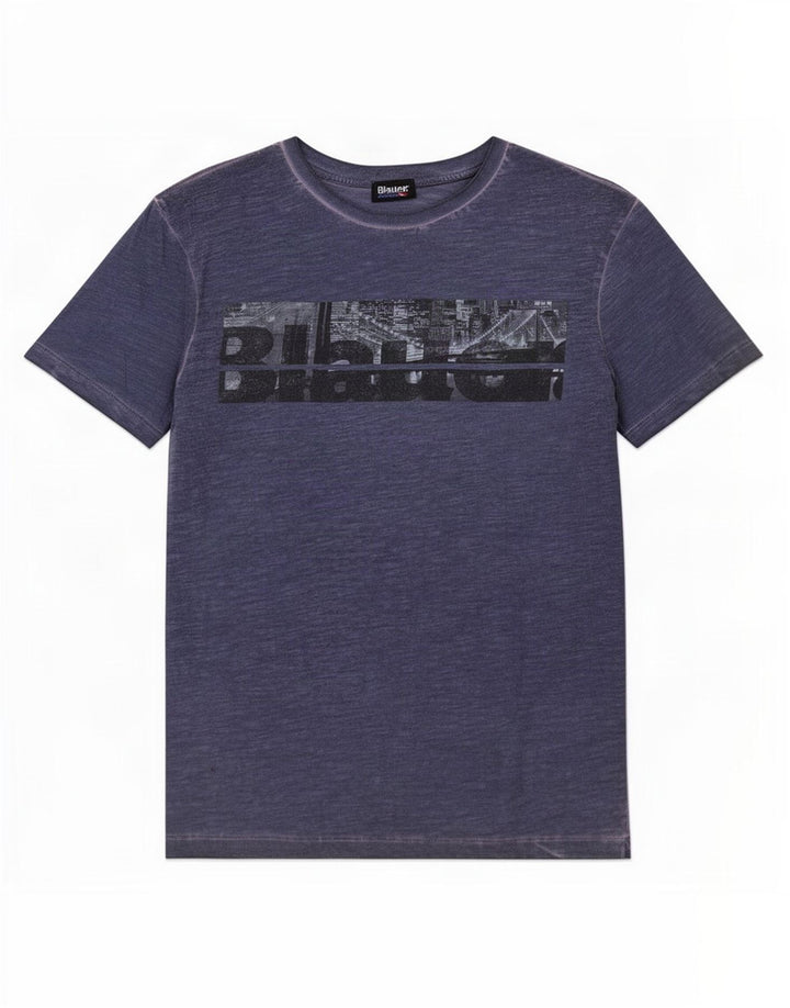 Blauer Herren-T-Shirt mit Grafik, mittelgroß, Marineblau