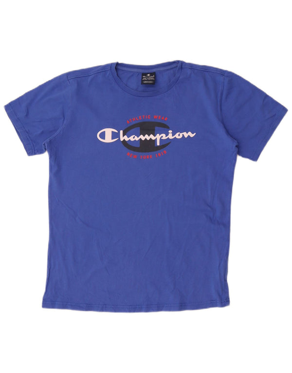 Champion T-Shirt mit Grafik für Jungen, 15–16 Jahre, 2XL, blaue Baumwolle