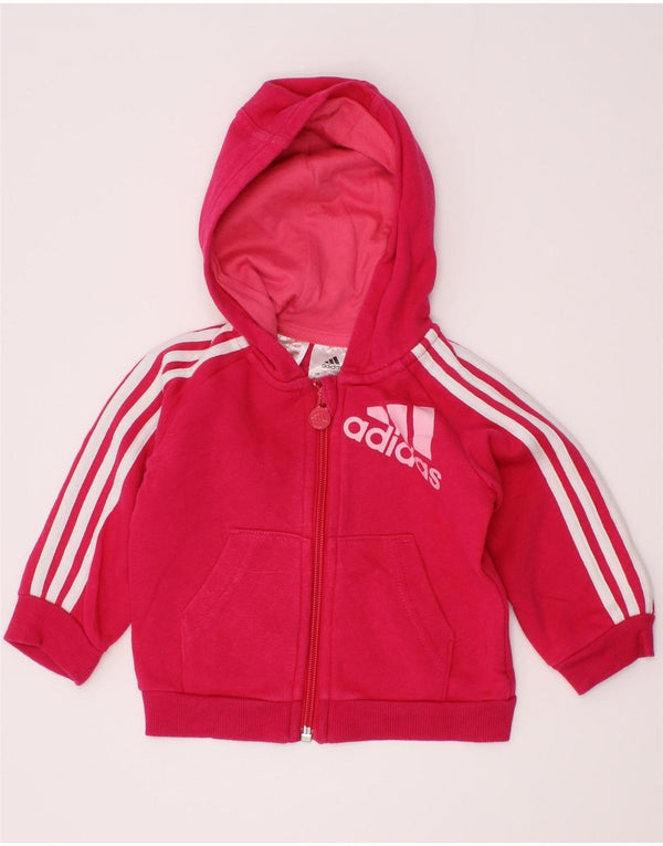 ADIDAS Baby-Mädchen-Kapuzenpullover mit grafischem Reißverschluss, 3–6 Monate, rosa Baumwolle