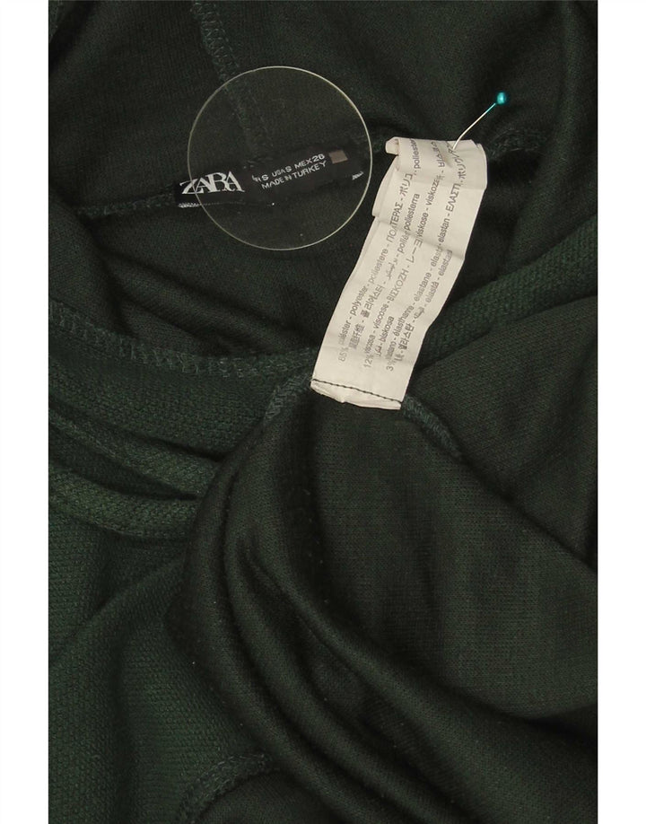 Zara Damen Übergroßer Kapuzenpullover UK 10 Small Grün Polyester