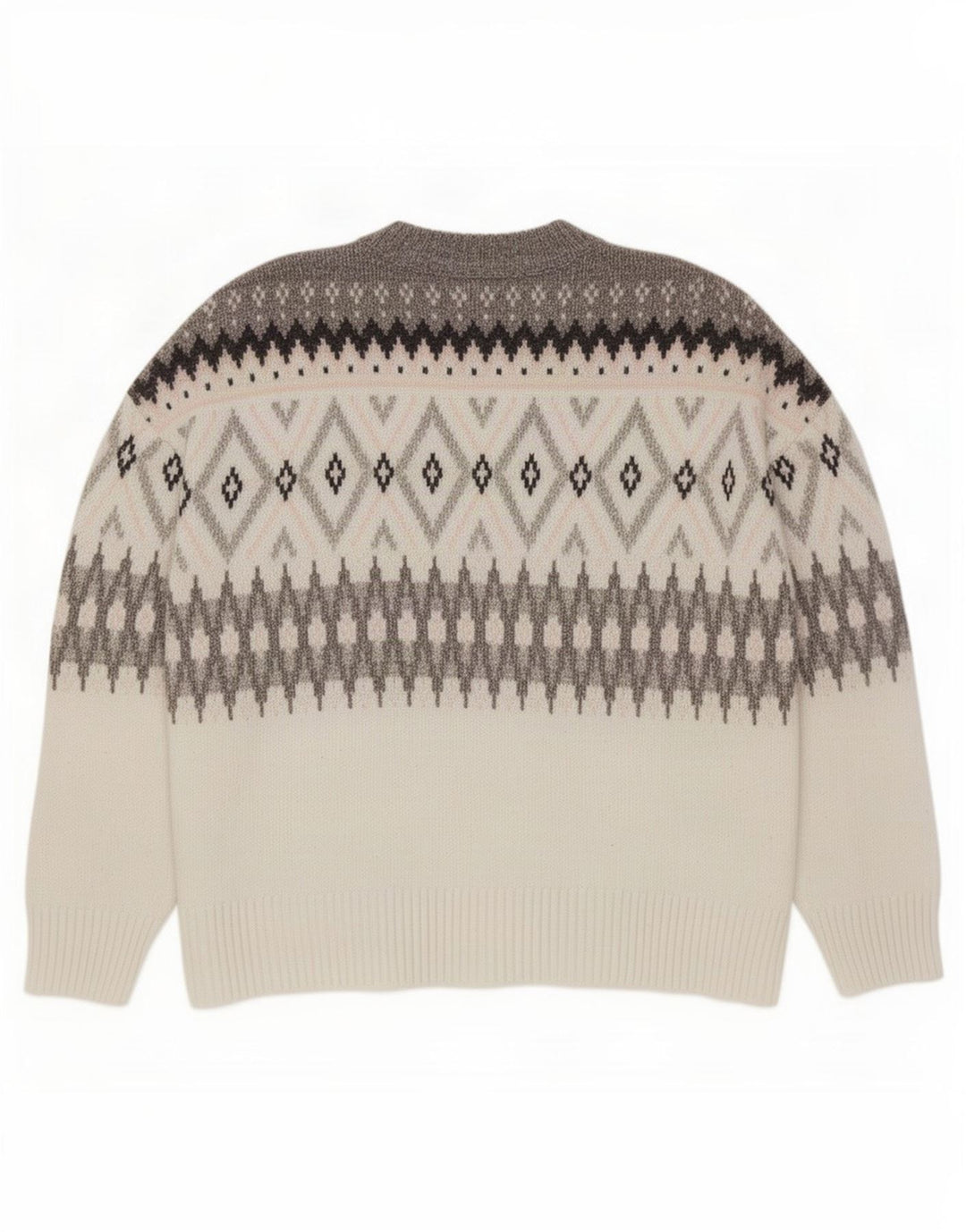 Marks & Spencer Herren-Pullover mit Rundhalsausschnitt, XL, grau, Fair-Isle-Polyester