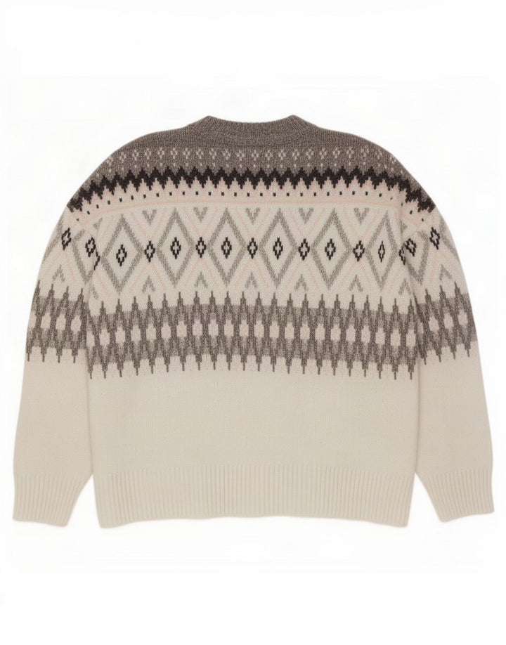 Marks & Spencer Herren-Pullover mit Rundhalsausschnitt, XL, grau, Fair-Isle-Polyester