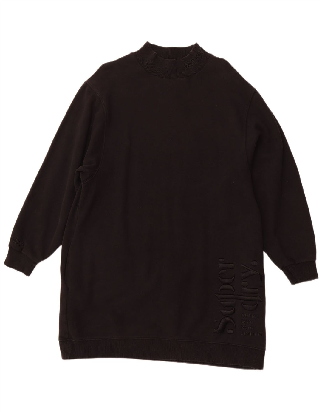 SUPERDRY Sweatshirt-Pulloverkleid mit Grafik für Damen, UK 14, Größe L, Schwarz, Baumwolle