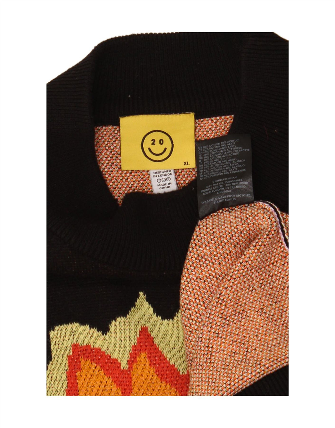 LAZY OAF Herren-Pullover mit Totenkopf-Motiv, übergroß, Rollkragenpullover, XL, Schwarz, Baumwolle