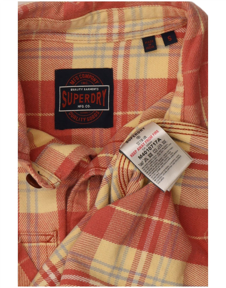 Superdry Herren-Flanellhemd, klein, rot kariert, Baumwolle