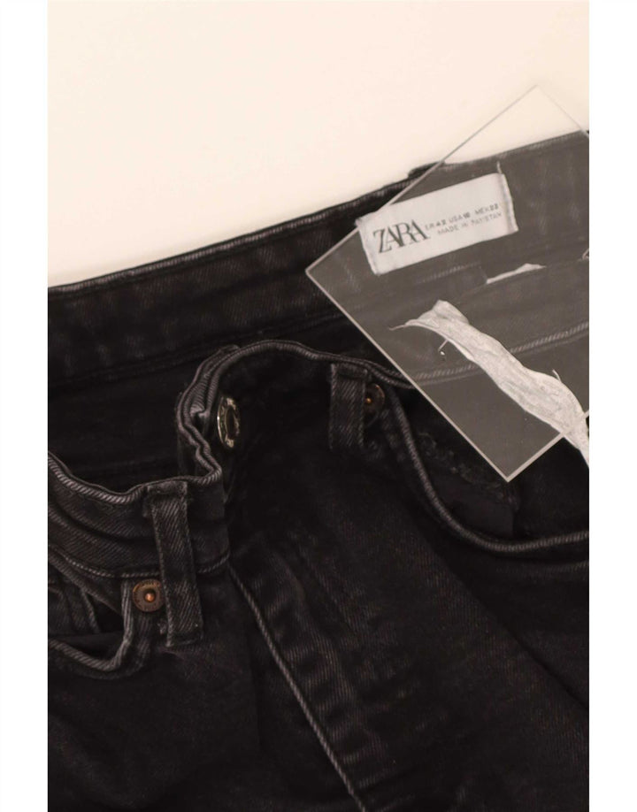 Zara Damen Schlagjeans EU 42 Large W32 L30 Schwarze Baumwolle