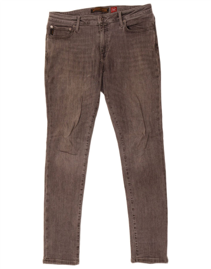 Superdry Herren Skinny Jeans W36 L34 Graue Baumwolle