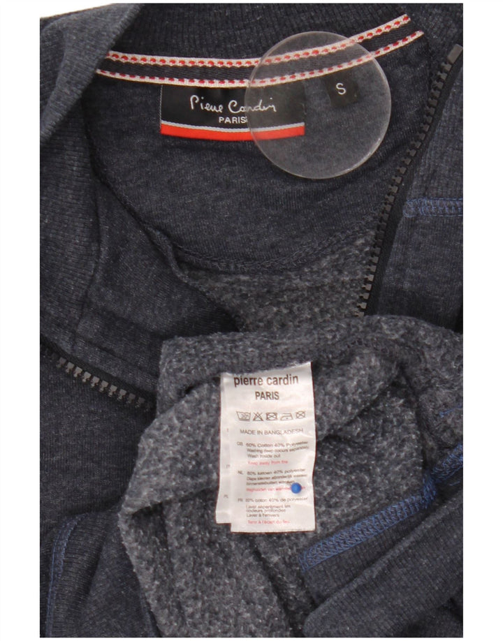 Pierre Cardin Herren-Sweatshirt mit Reißverschluss am Hals, Größe S, marineblaue Baumwolle