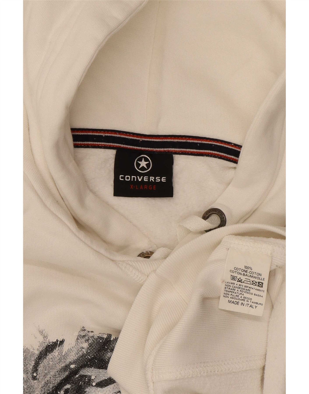 Converse Herren-Kapuzenpullover mit Grafik, XL, weiße Baumwolle