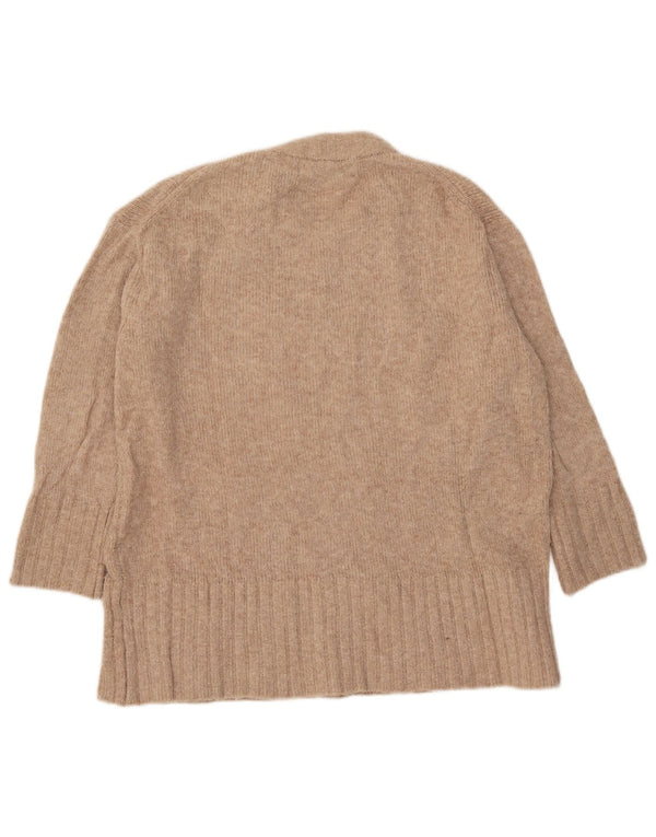 Zara Damen-Pullover mit 3/4-Ärmeln, übergroßer Rundhalsausschnitt, Gr. 10, Größe S, Beige