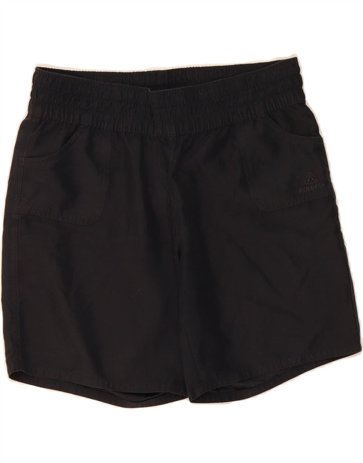 VINTAGE Womens Sport Shorts UK 14 Medium Black Polyester Vintage Vintage and Second-Hand Vintage from Messina Hembry 