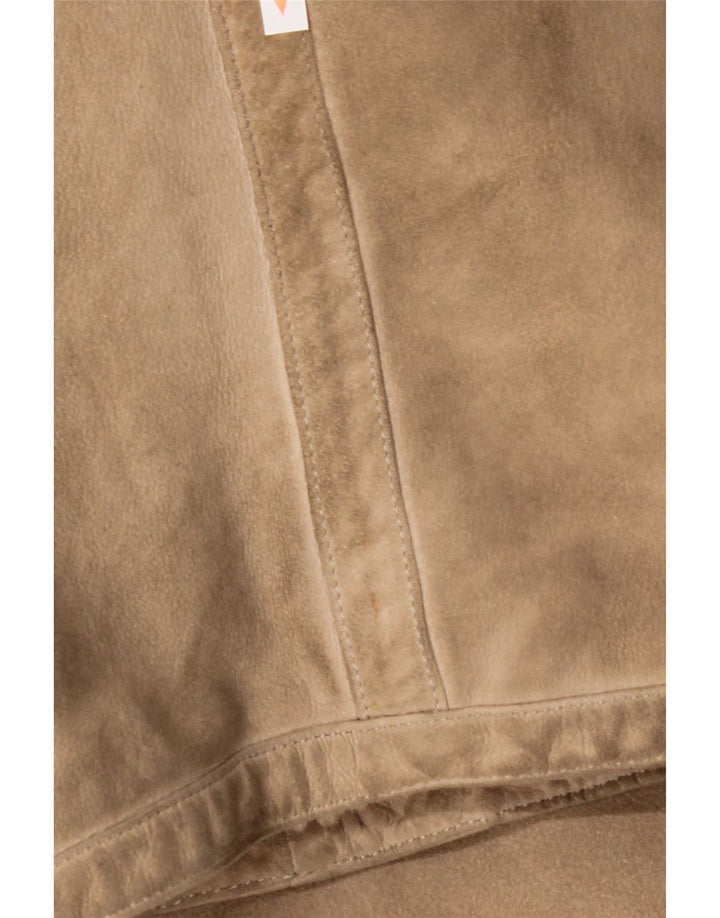 Vintage Damen Shearling-Mantel mit 3/4-Ärmeln, UK 14, Mittelbeige