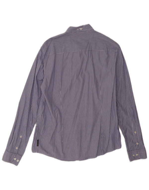 Armani Jeans Tailliertes Hemd für Jungen, 15–16 Jahre, 2XL, blaue Nadelstreifen-Baumwolle