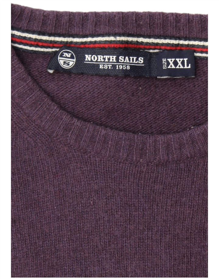 NORTH SAILS Herren-Pullover mit Rundhalsausschnitt, 2XL, lila Wolle