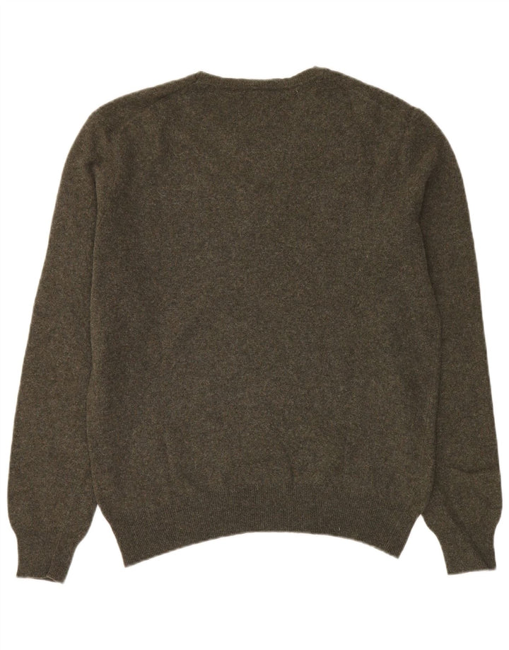 BENETTON Herren-Pullover mit Rundhalsausschnitt, große Khaki-Wolle