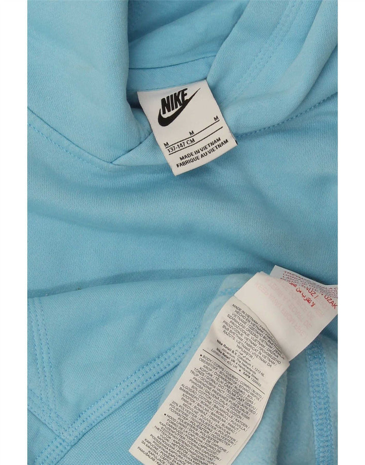 Nike Jungen-Pullover mit grafischem Kapuzenpullover, 10–11 Jahre, mittelblaue Baumwolle