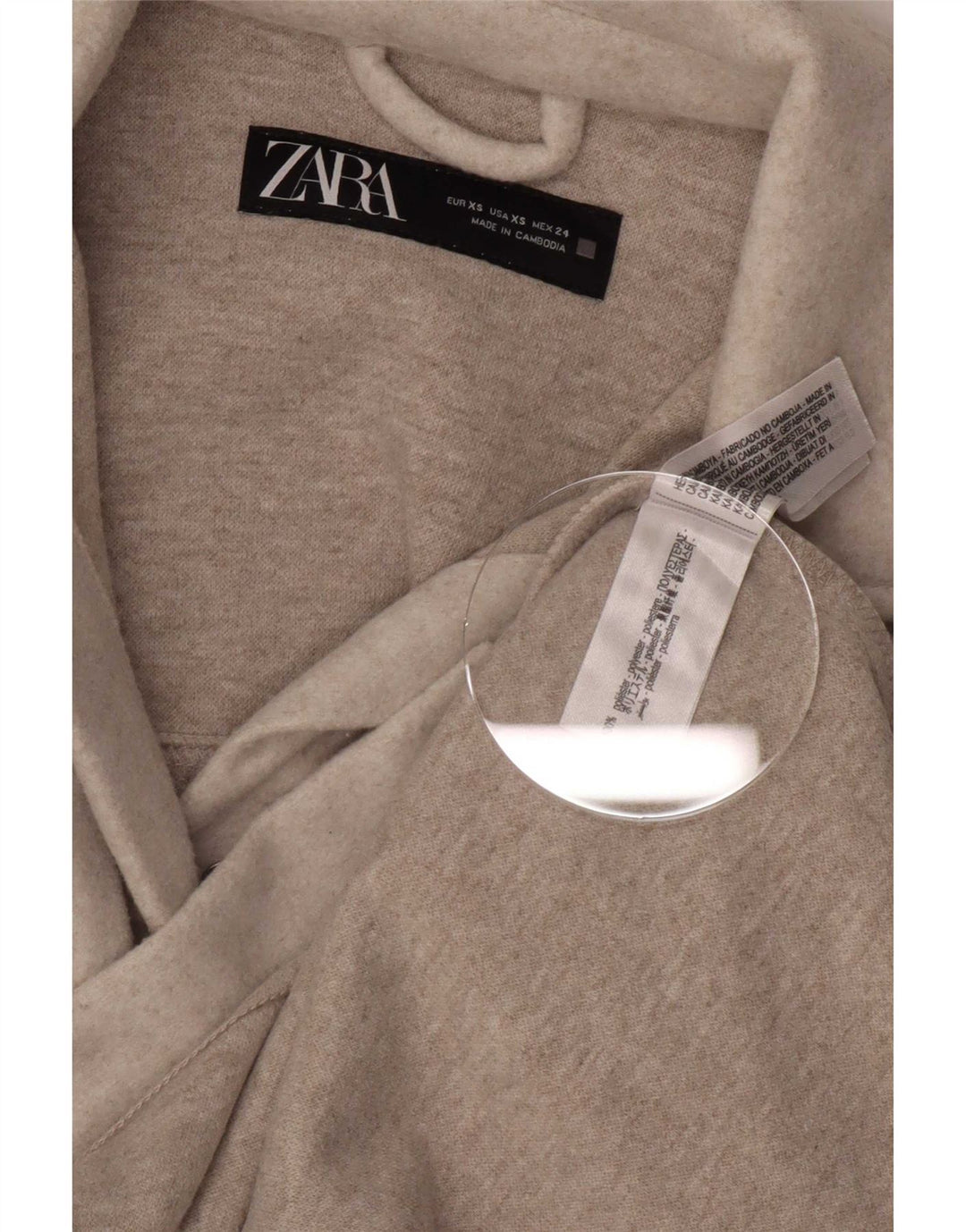 Zara Damen Overshirt Flanellhemd UK 8 XS Beige Polyester
