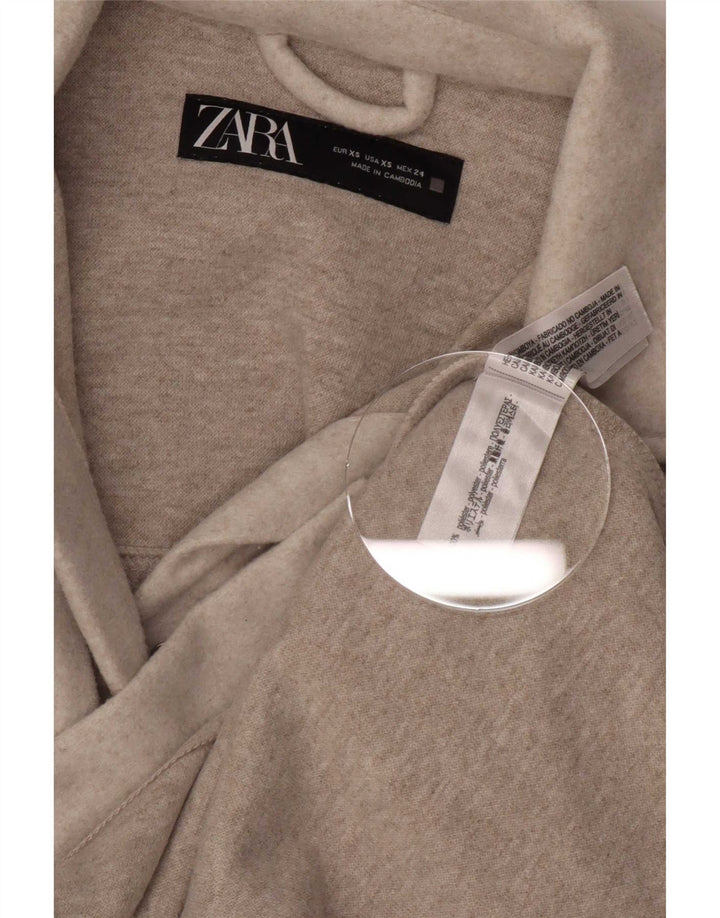 Zara Damen Overshirt Flanellhemd UK 8 XS Beige Polyester