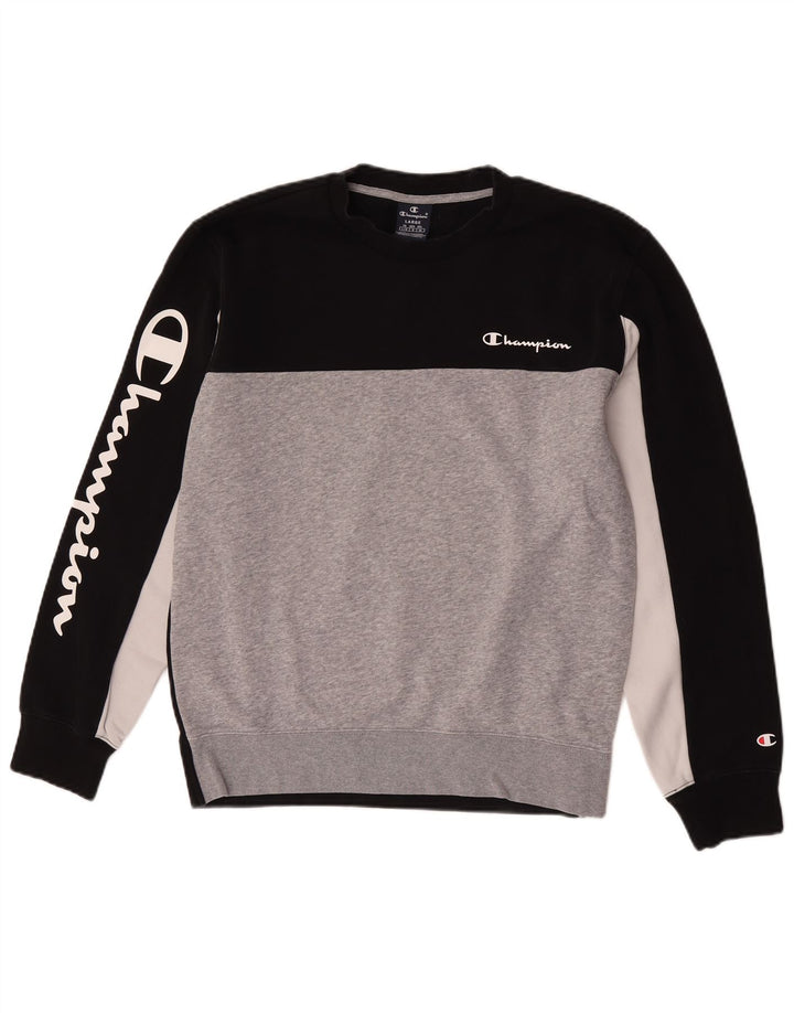 Champion Herren-Sweatshirt mit Grafik, groß, Schwarz, Farbblock