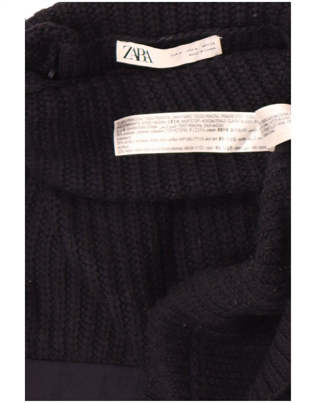 Zara Damen Crop Oversized Rollkragenpullover Pullover UK 14 Mittelschwarz