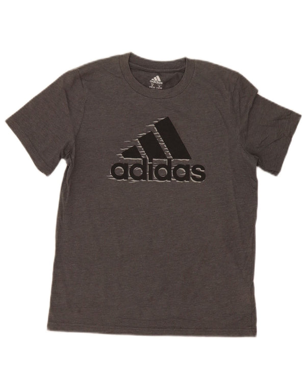 Adidas T-Shirt mit Grafik für Jungen, 10–11 Jahre, mittelgraue Baumwolle