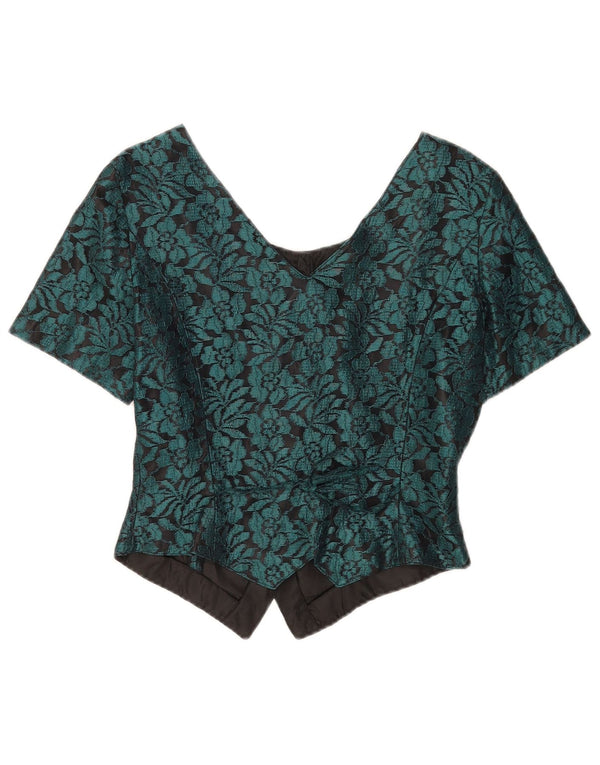 Together Damen Crop Kurzarm-Hemdbluse UK 10 Small Green Floral