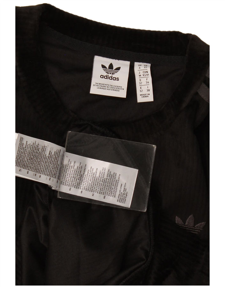 Adidas Damen Übergroßer Velours-Sweatshirt-Pullover UK 6 XS Schwarz Polyester