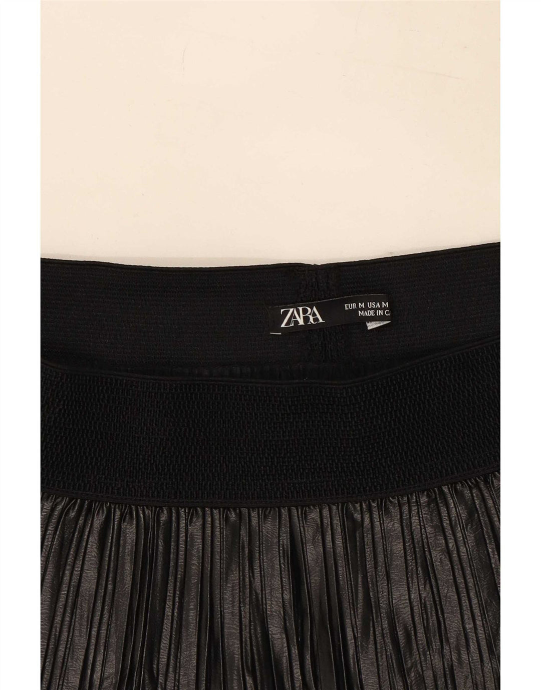 Zara Damen Faltenrock Medium W28 Schwarz Polyester