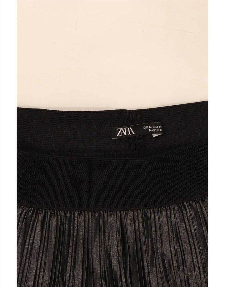 Zara Damen Faltenrock Medium W28 Schwarz Polyester