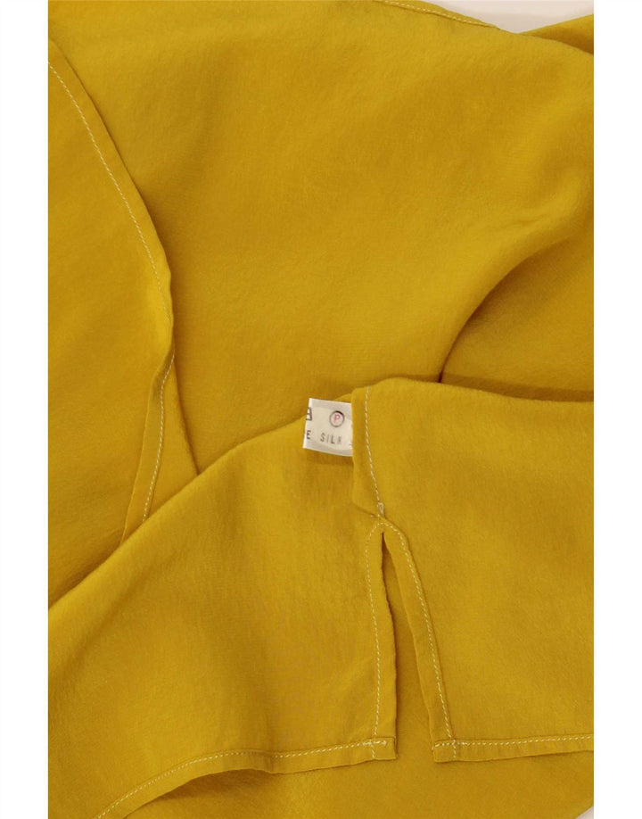 Vintage Damen Ärmelloses Blusentop UK 8 Kleine gelbe Seide