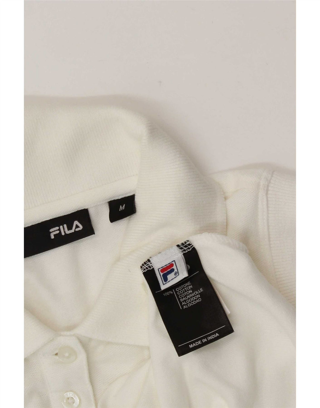 Fila Damen ärmelloses Poloshirt UK 12 Mittelweiße Baumwolle