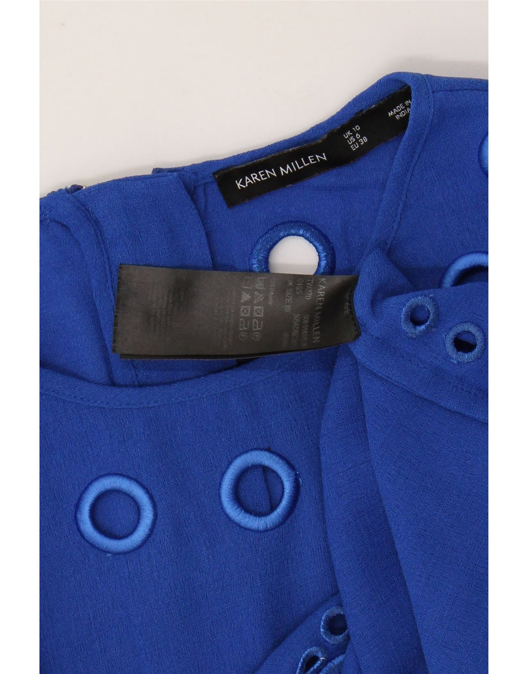 KAREN MILLEN Übergroßes Crop-Blusenoberteil für Damen, Größe S, UK 10, Blau, Polyester