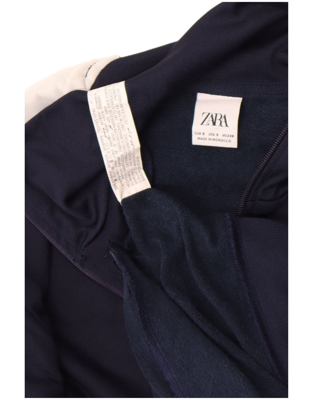 Zara Herren-Trainingsanzug-Oberteil, Jacke, klein, marineblau, Farbblock-Polyester
