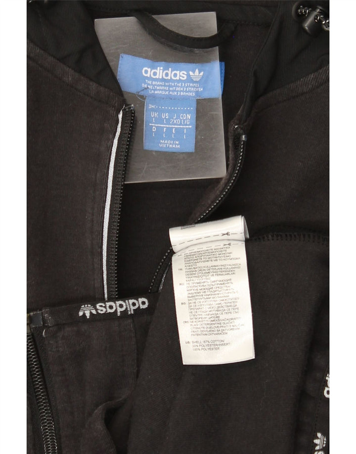 Adidas Herren-Kapuzenpullover mit Reißverschluss, groß, aus schwarzer Baumwolle