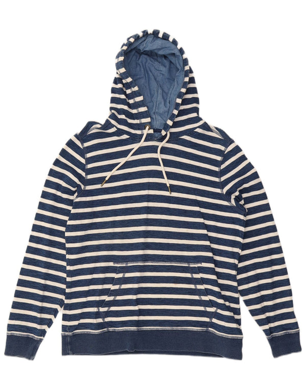 Fat Face Damen Kapuzenpullover UK 12 Mittelblaue Nadelstreifen-Baumwolle