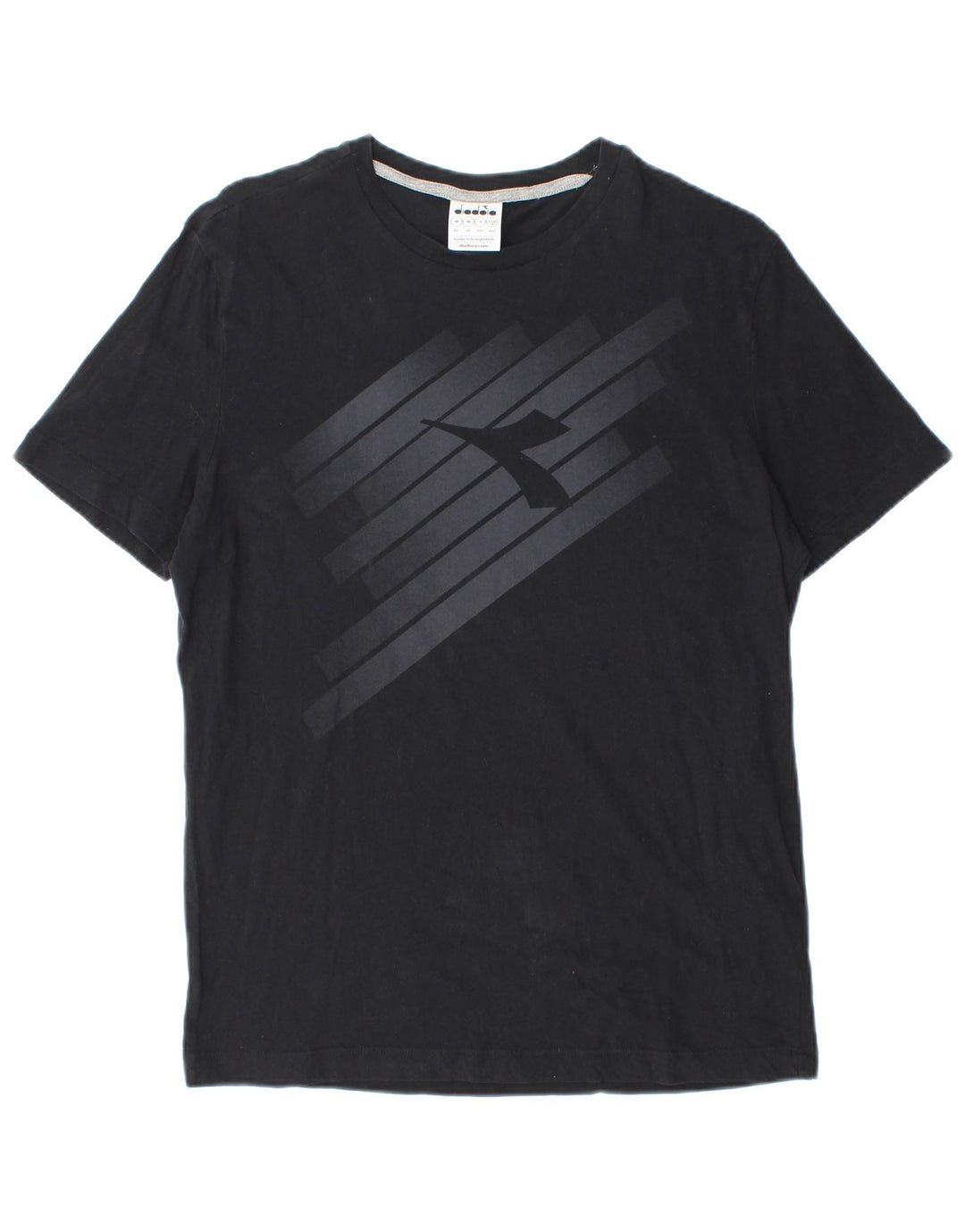 Diadora Herren Grafik-T-Shirt-Oberteil aus mittelschwarzer Baumwolle