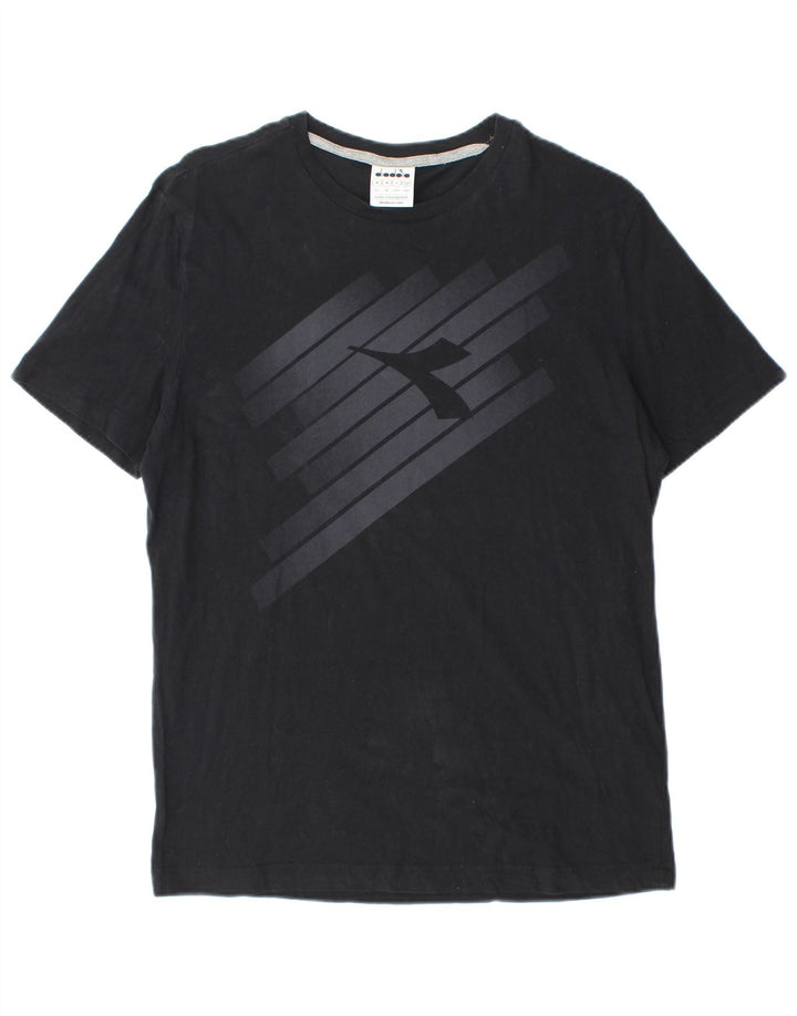 Diadora Herren Grafik-T-Shirt-Oberteil aus mittelschwarzer Baumwolle