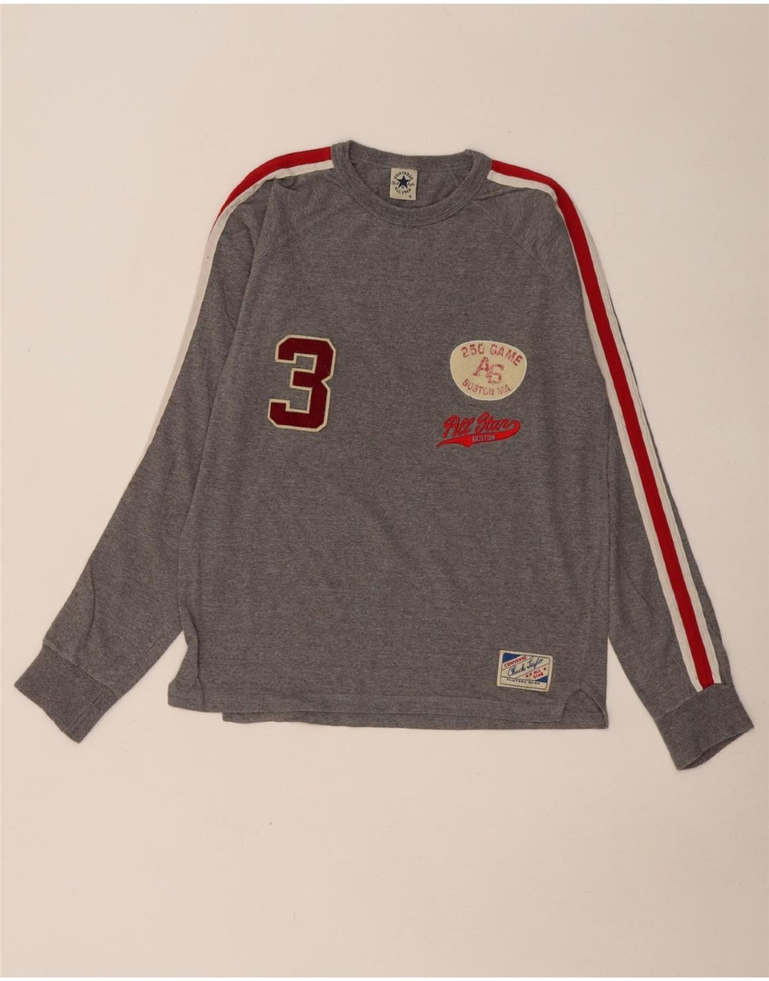 CONVERSE Herren Chuck Taylor Graphic Top Langarm Klein Grau Farbblock