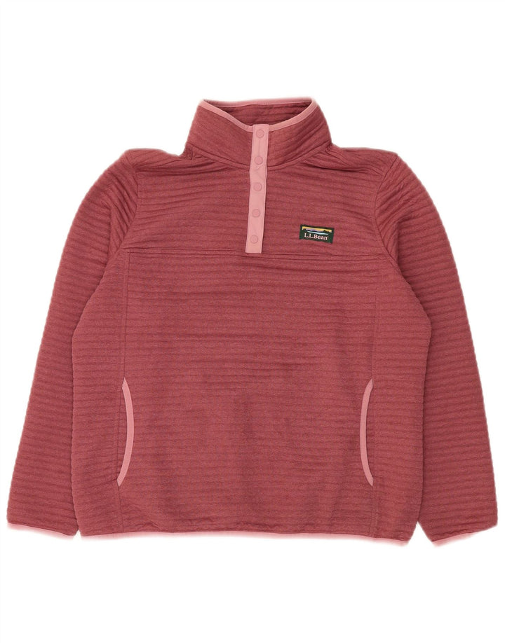 L.L.BEAN Damen-Sweatshirtpullover mit Knopfkragen, Gr. 14, mittleres Burgunderrot
