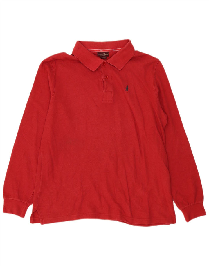 Marlboro Classics Herren-Langarm-Poloshirt aus mittelroter Baumwolle