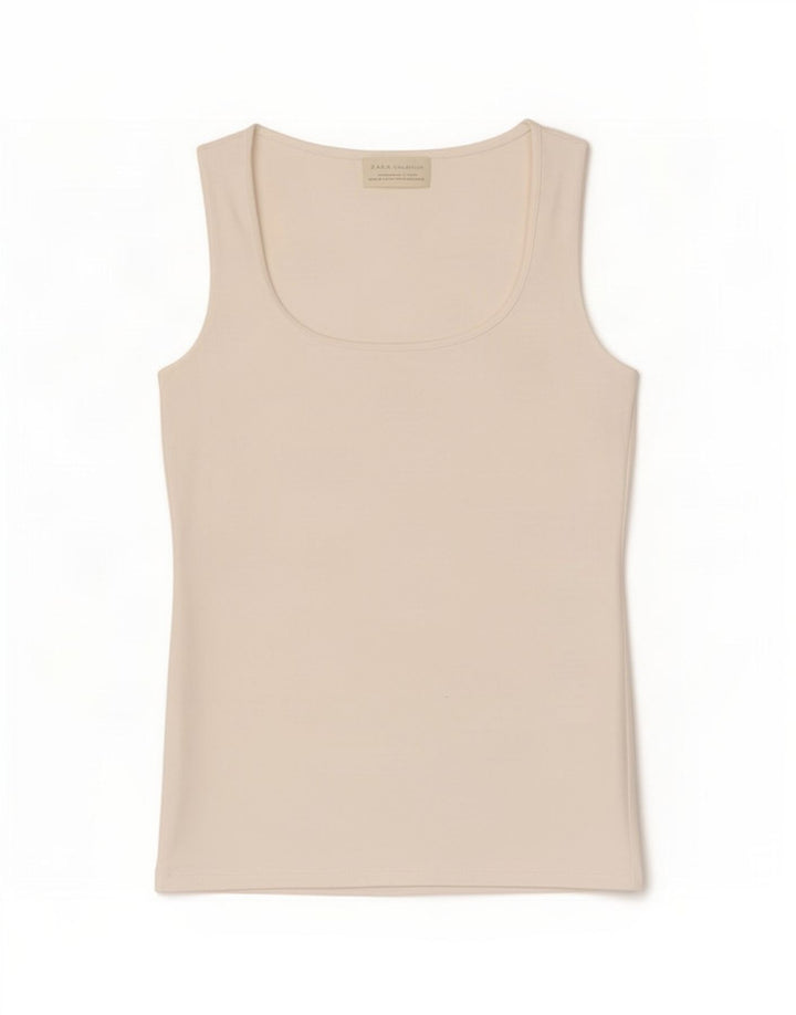Zara Damen Weste Top UK 12 Medium Weiß Polyamid