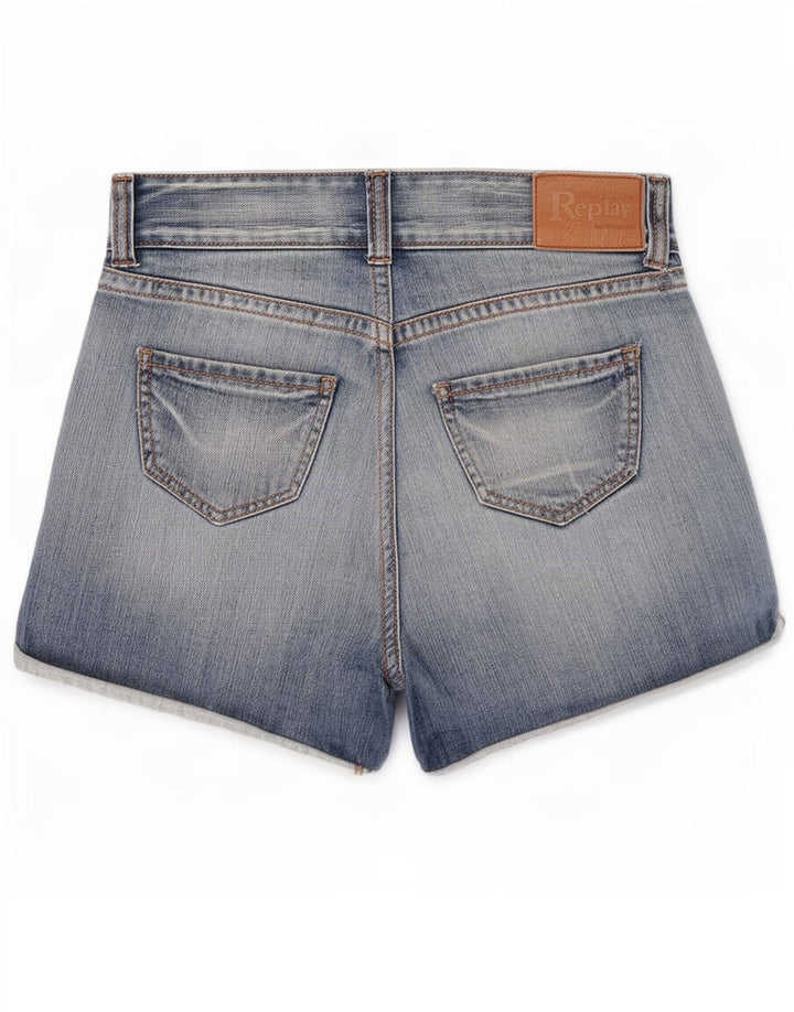 Replay Damen-Jeansshorts, mittelgroß, W28, blaue Baumwolle